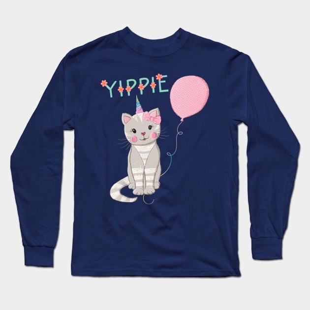 Cute cat and congratulations Long Sleeve T-Shirt by CalliLetters